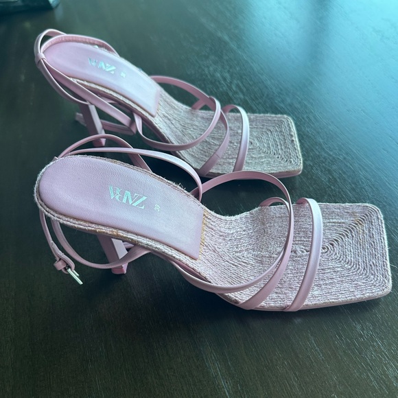 Zara pink squared toe strappy heels - Picture 4 of 5